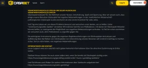 Bereich zum verantwortungsvollen Spielen bei CasaBet